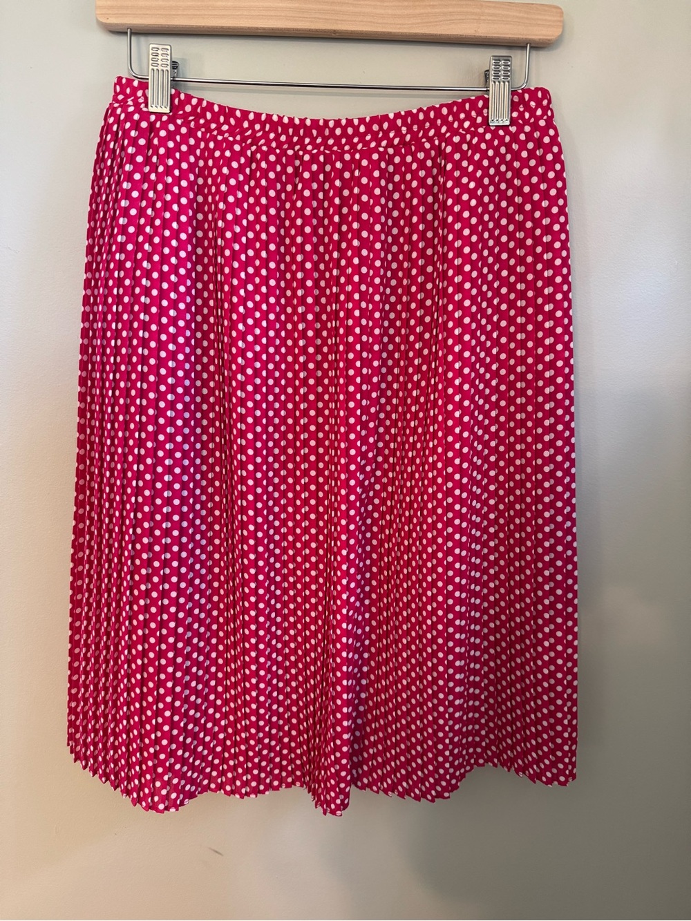 MARK EDWARDS Women's Vintage Polka Dot Pleated SKIRT Pink Size 10 Made in Canada